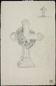 パリのペールラシェーズ墓地にあるカラケヒア家の墓のスケッチ 作： Adolphe Victor Geoffroy Dechaume